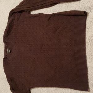 Eddie Bauer brown cable knit sweater